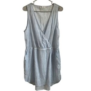Carve Designs Coastal Cover Up Dress Blue White Stripe Organic Cotton NWT Large